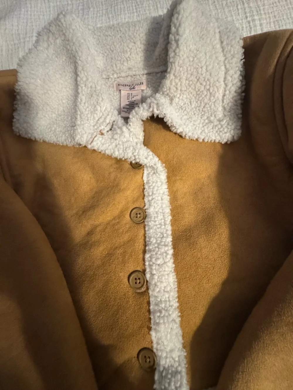 Sincerely Jules Girls Faux Shearling Jacket Brown Size 8 Button-Up Fall Coat - Picture 5 of 9